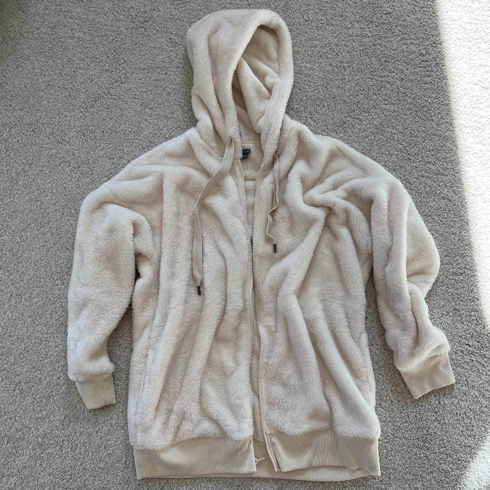 Aerie Cream Oversized Hooded Women's Cozy Zip Jumper, Size M/M